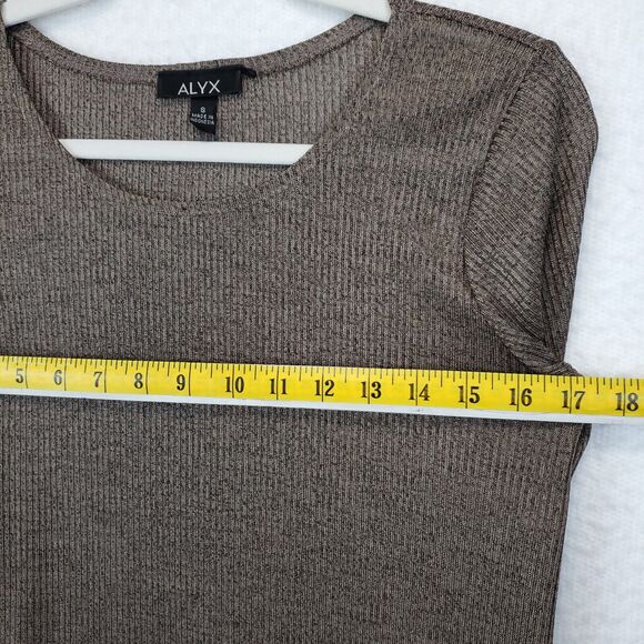 Alyx Asymmetrical Tunic Top Women S Stretchy Long Sleeves Semi Sheer Pewter - Picture 4 of 8